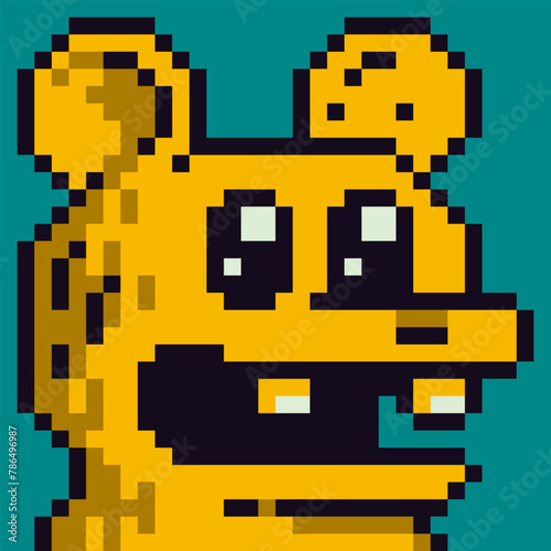 Pixel art animal character, avatar, cartoon vector icon, game user or web profile, 8-bit bear head, social net portrait, minimalistic fashion, vector cryptoart background