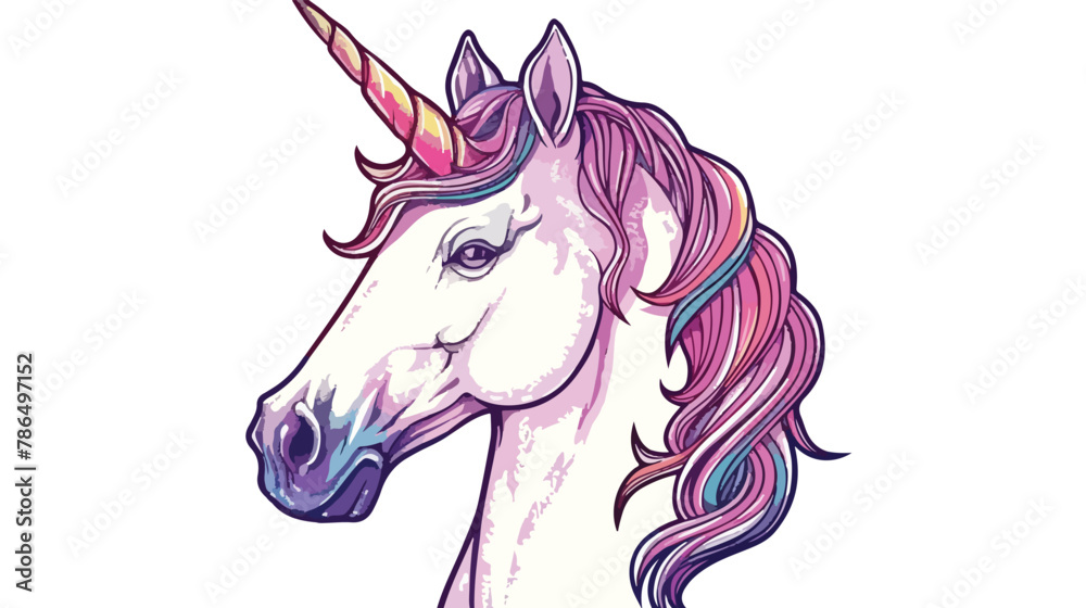 Unicorn icon. portrait horse sticker patch badge. Magi