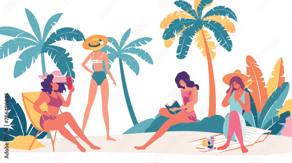 Vacation mood feminine concept illustration beautiful