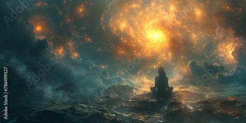 Mystical Meditation: A Spiritual Awakening Amidst Twilight's Ethereal Glow