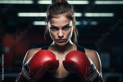 Generative AI image of boxer with determination and concentration during a boxing match © Tetiana