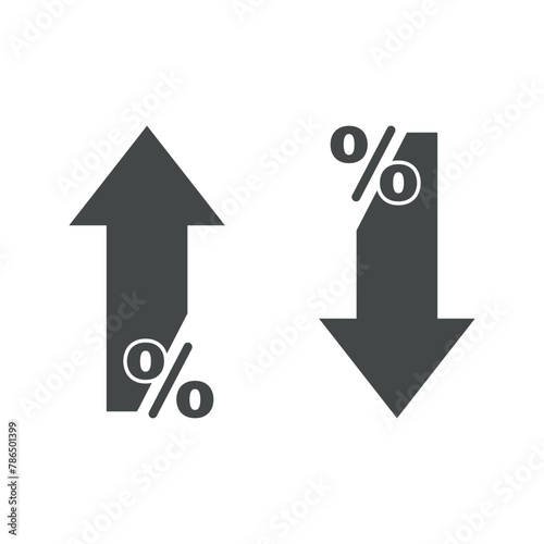 Percent down and up in line style. Concept of icons procent low and high. Vector illustration