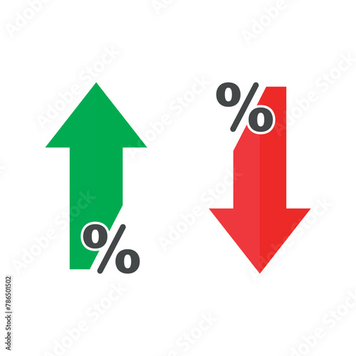 High and Low Percent Arrow Vector Illustration Set. Market Trend Analysis sign suitable for apps and websites UI design style.