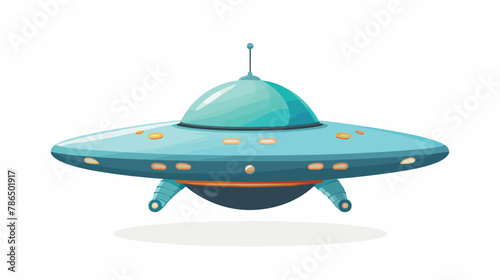 Vector flat funny blue alien spaceship logo or label