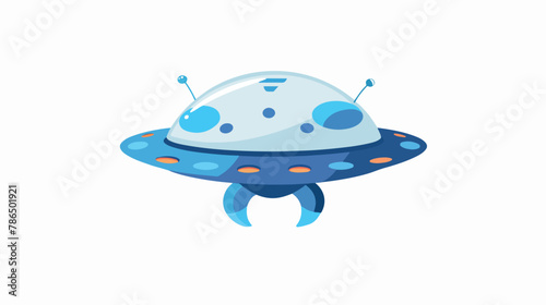 Vector flat funny blue alien spaceship logo or label
