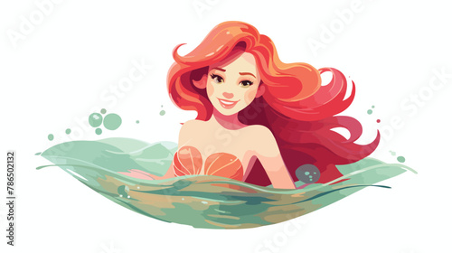 Vector flat illustration mermaid isolated in white 