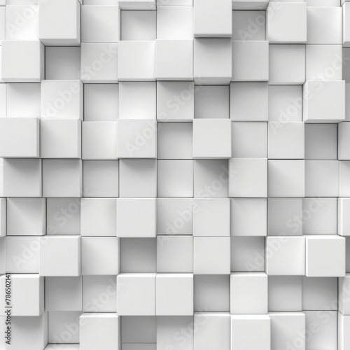 An abstract background featuring randomly shifted white cube boxes, creating a visually striking backdrop with ample copy space