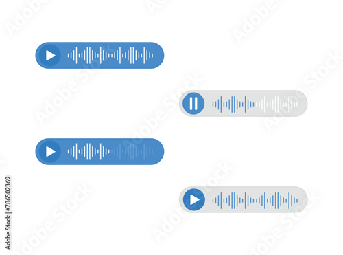 Voice message bubble, audio chat or messenger interface, vector UI UX. Voice message bubbles, chat audio record play records for mobile phone messenger