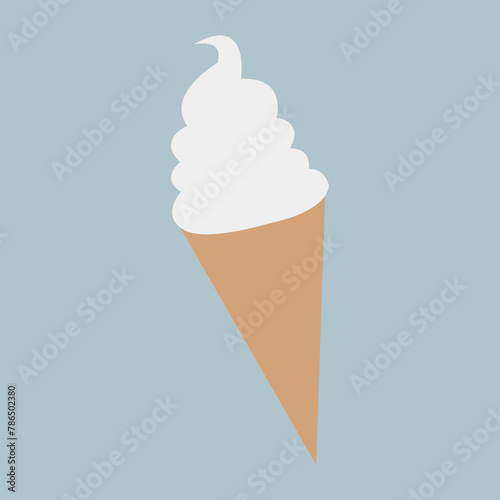 Icecream vector in white color isolated on blue background.