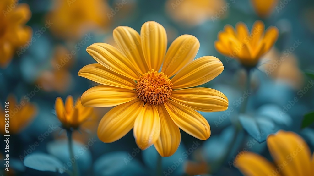 A yellow flower is in the middle of a field. Generative AI. A yellow flower is in the middle of a field. Generative AI.