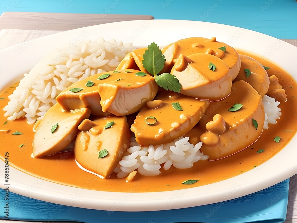 rice and chicken curry, homemade rice and chicken curry, homemade
