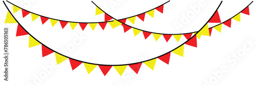 Colorful party flags. Garland with flags. Decorative colorful party pennants for birthday celebration, festival and fair decoration. Vector illustration. Eps file 383.