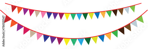 Colorful party flags. Garland with flags. Decorative colorful party pennants for birthday celebration, festival and fair decoration. Vector illustration. Eps file 386.