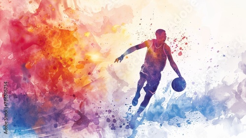 A basketball on the background of a watercolor painting illustration