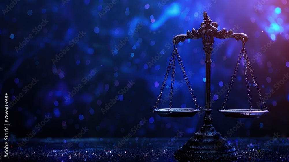 Scales of justice on digital background and technology background. Generate AI image Scales of justice on digital background and technology background. Generate AI image