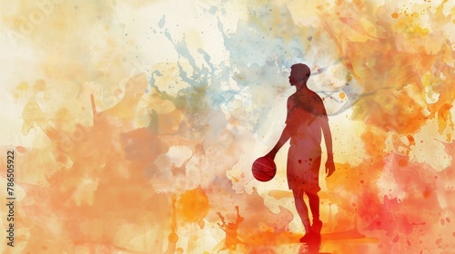 A basketball on the background of a watercolor painting illustration