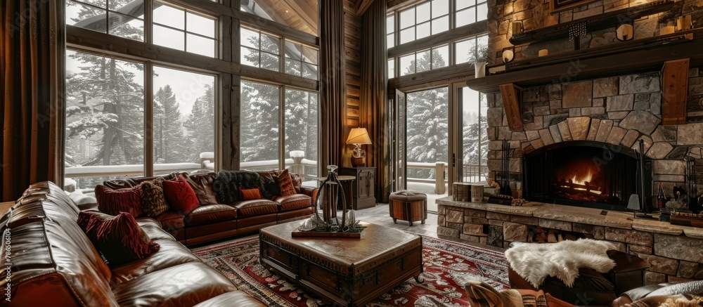 Impeccable attention to detail ensures a luxurious and memorable stay in the mountain cabin retreat. 