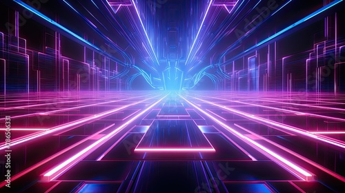 Abstract neon background with light trails