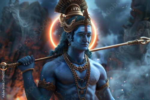 Illustration of blue deity