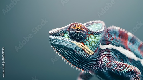 Captivating Close up of a Vibrant and Textured Chameleon Reptile in Its Natural Habitat