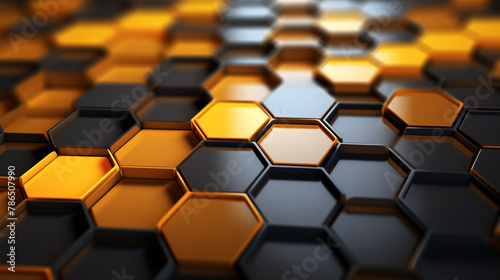 Abstract honey comb background in anthracite and yellow