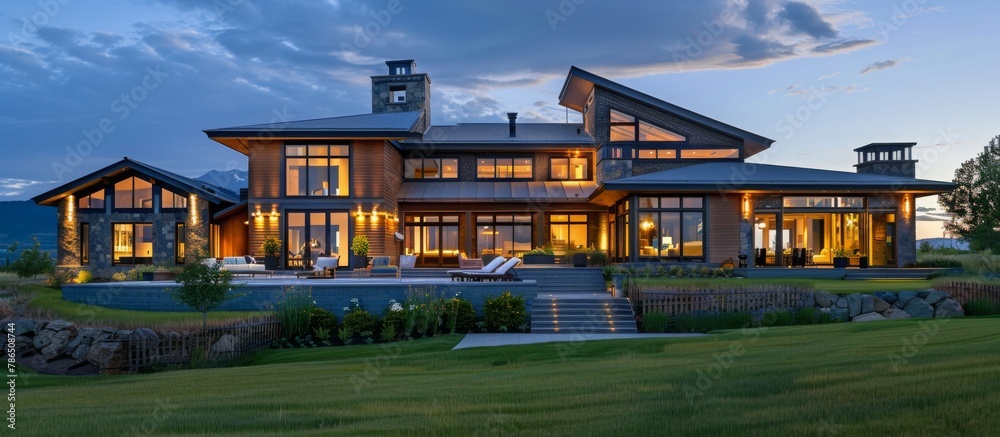 Fototapeta premium Smart home technology controls lighting, temperature, and security for convenience and efficiency. 