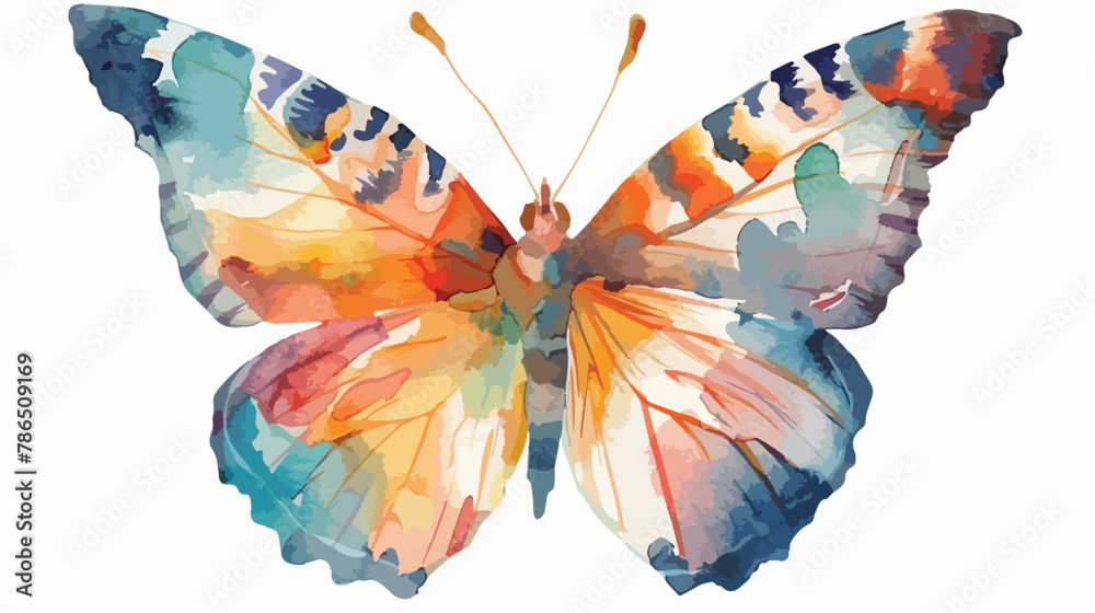 Watercolor vector butterfly flat vector isolated - obrazy, fototapety, plakaty 