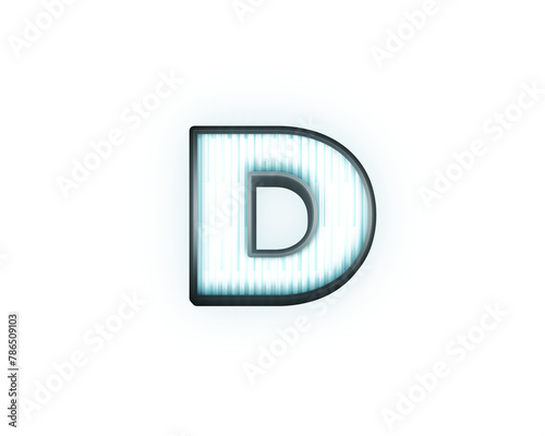 D roman numeral in car headlamp style 3d illustration text effect on transparent background
