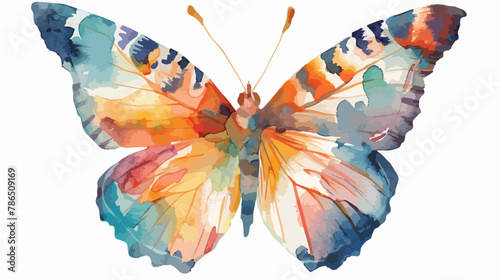 Watercolor vector butterfly flat vector isolated