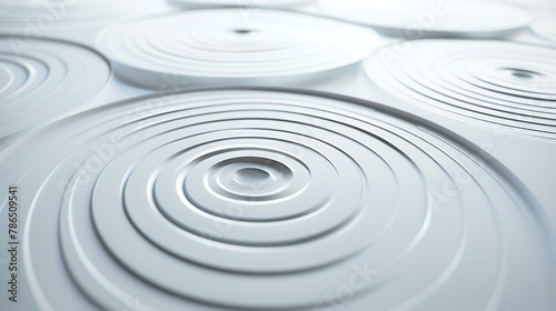 abstract white background with concentric circles, 3d render illustration