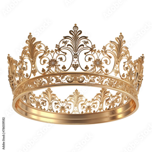 Golden luxury 3d crown. King or queen corona premium gold illustration