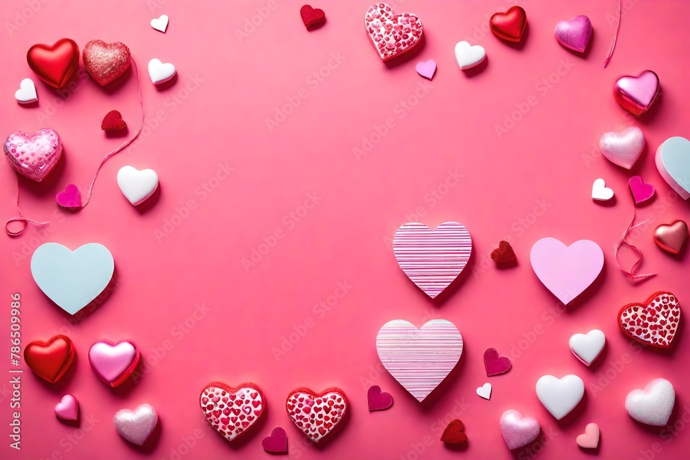 Valentine pink background with hearts. Valentine pink background with hearts.