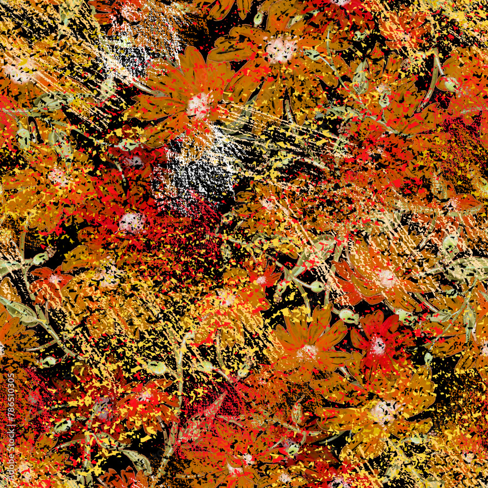 seamless watercolor pattern of plants. Herbs, flowers, chamomile, flowers watercolor. abstract splash of paint. flowers sunflower, leaves, calendula.drawing of calendula, marigolds.pastel drawing seamless watercolor pattern of plants. Herbs, flowers, chamomile, flowers watercolor. abstract splash of paint. flowers sunflower, leaves, calendula.drawing of calendula, marigolds.pastel drawing