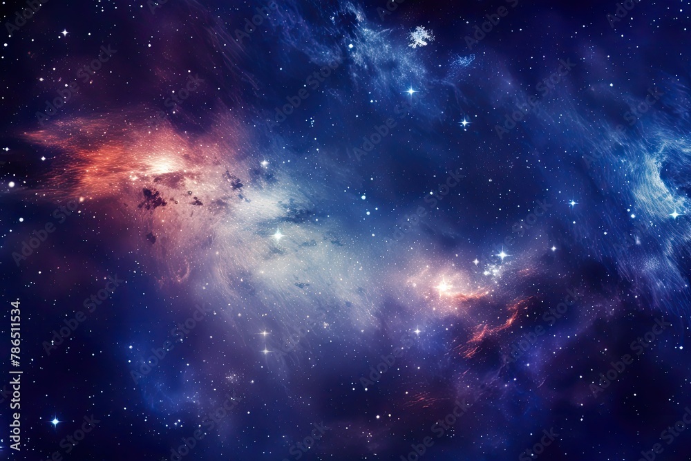 Background with Stars, Nebulae, and Infinity Galaxies in Outer Space, Dark Milky Way - obrazy, fototapety, plakaty 