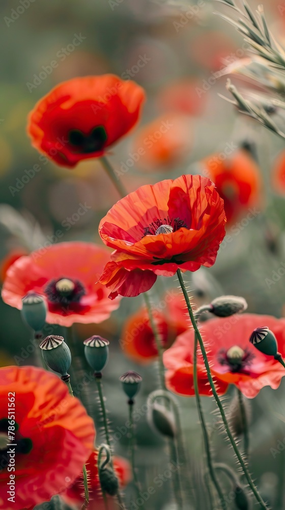Fototapeta premium Free photo poppy flowers in nature, In remember of military veteran and Happy memorial day Celebration 