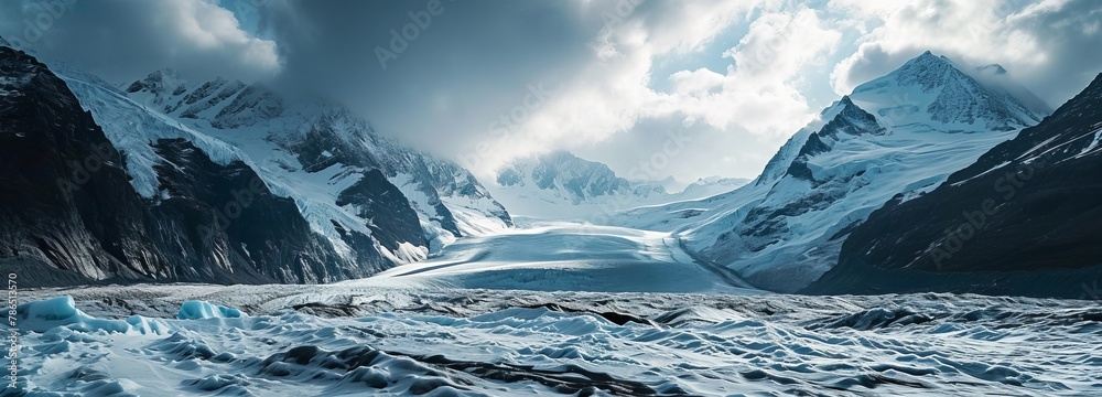 Glacier retreat time-lapse sequence - obrazy, fototapety, plakaty 