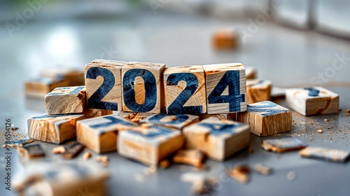 Wooden letter the year 2024