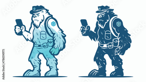 Yeti Police Outline Vector Design flat vector isolated © Megan