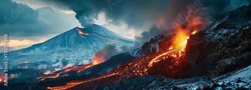 Erupting Mount Etna in Sicily