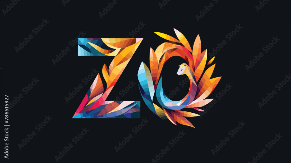 ZOO letter logo design on black background. ZOO creati