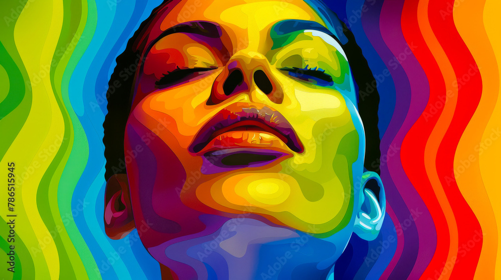 Fototapeta premium Modern Psychedelic Art of Woman Celebrating LGBT Pride 