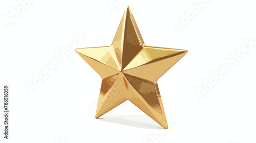 3d rendered gold star isolated on white flat vector