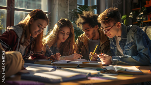 students studying in the library