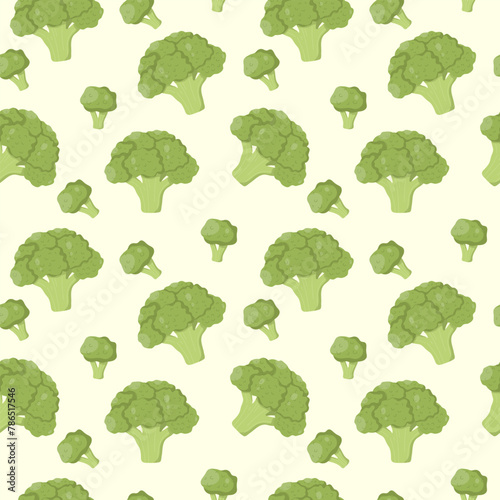 Vegetable seamless vector pattern with broccoli