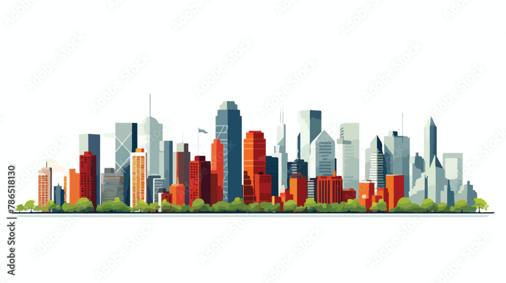 A city skyline with buildings that have moving parts