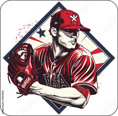 Wall Mural portrait of a pirate with sword, baseball player with baseball bat,