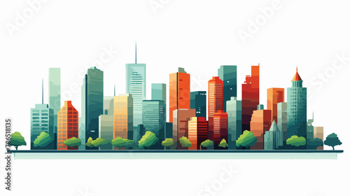 A city skyline with buildings that transform into dif