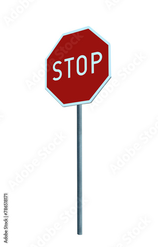 Road sign stop - on isolated transparent background.