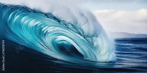 Blue wave of the ocean background. photo
