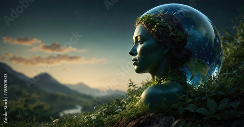 Environmental homage Artistic rendering of Mother Earth, commemorating World Environment and Mother Earth Day photo